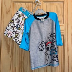 Disney Store Pixar Toy Story 4 FORKY Rashguard & SWIM Trunks Bathing Suit 9/10